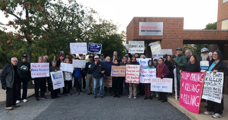 Rally at Raytheon Cambridge office, October 2018