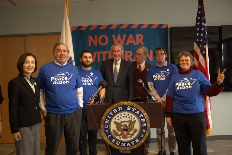 Sen. Ed Markey at Jan. 10, 2020 press conference was joined by MAPA's Jonathan King, Mike Burns, Cole Harrison, Brian Garvey, and Susan McLucas
