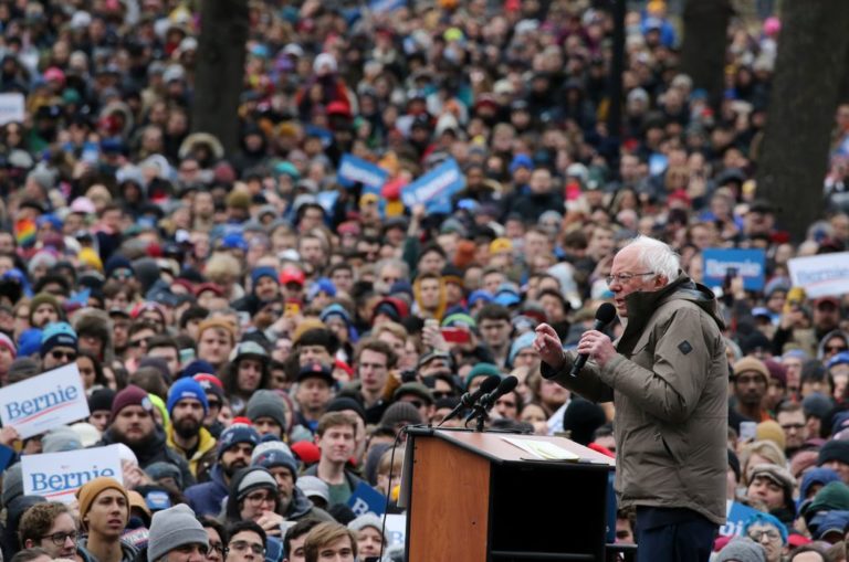Bernie Sanders on Boston Common, Feb. 29. Craig F. Walker/Boston Globe photo
