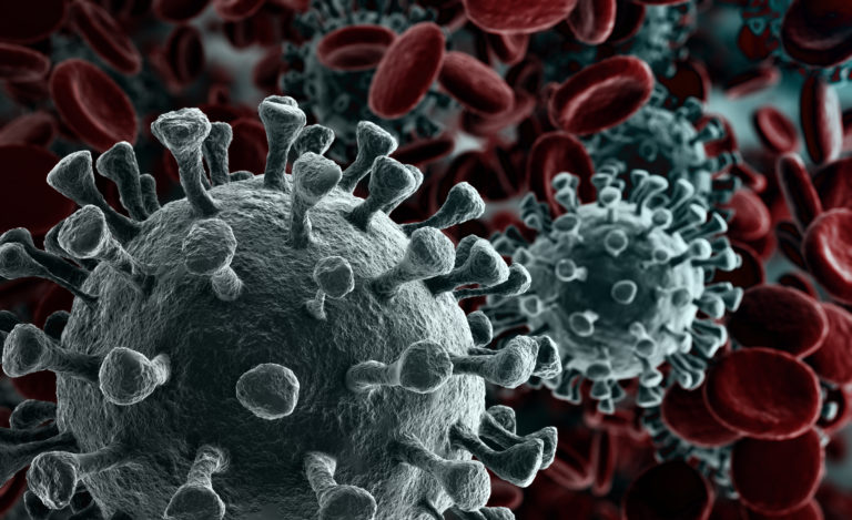 Coronavirus particles that are responsible for current infectious outbreak - enhancement of electron microscope images
