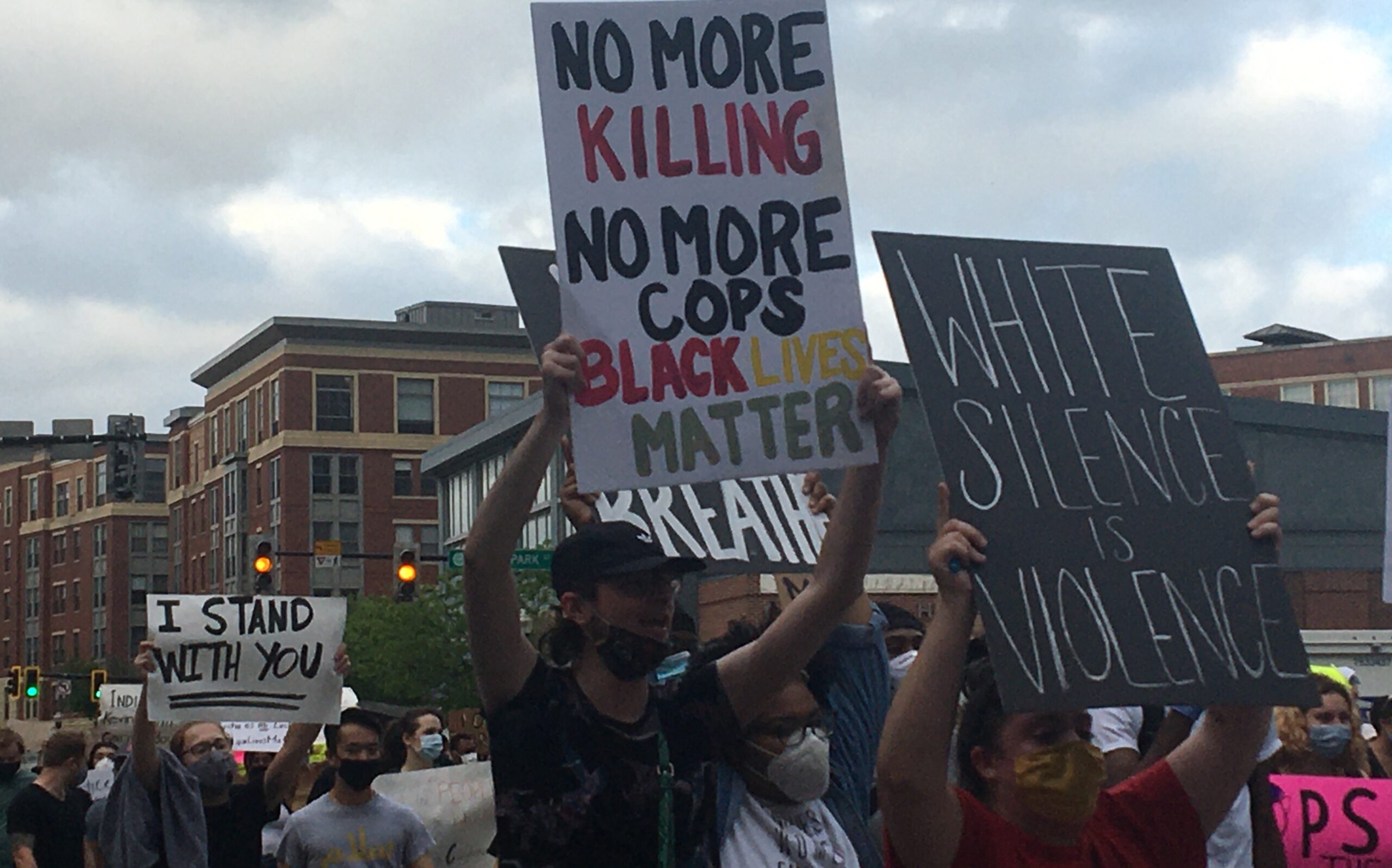 Black Lives Matter protesters at Peter's Park march, Boston, late May, 2020 (photo: Claire Gosselin/ MAPA)
