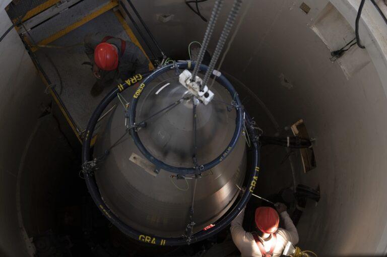 Airmen from the 90th Maintenance Group maintain and repair Minuteman III ICBMs on alert status Dec. 18, 2019, F.E. Warren Air Force Base, WY. Photo: Senior Airman Abbigayle Williams, 90th Missile Wing Public Affairs