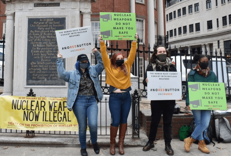 Boston Common rally to welcome the entry into force of the Treaty on Prohibition of Nuclear Weapons, January 2021