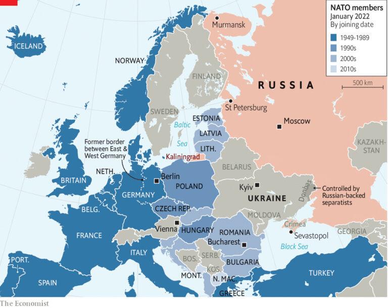 NATO Enlargement Map. The Economist, Jan 8th 2022