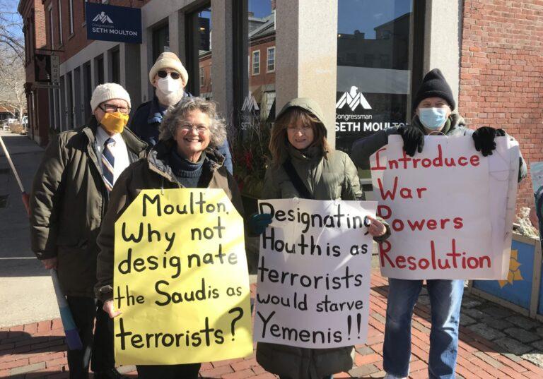 Yemen Rally, Seth Moulton's office, Salem, Feb 18, 2022