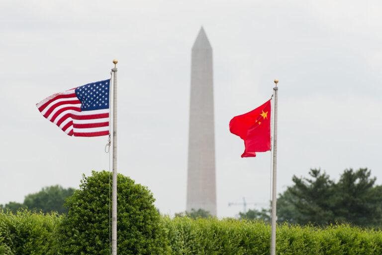 U.S. and Chinese flags - full-honors welcome ceremony 2014