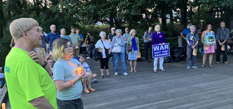 Watertown community commemoration of Hiroshima Day, Watertown dock, August 6, 2023, Photo: Cole Harrison/ MAPA