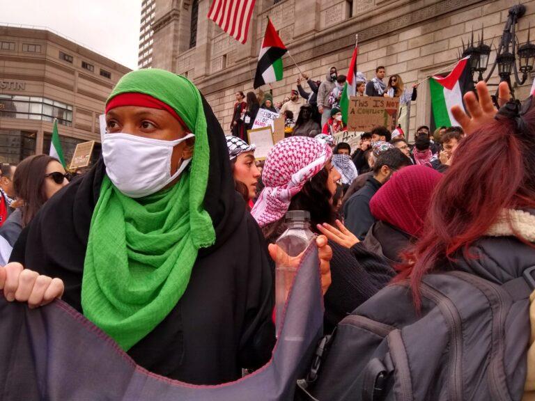 Oct. 22 rally in Boston. Photo: Jeanne Trubek/MAPA