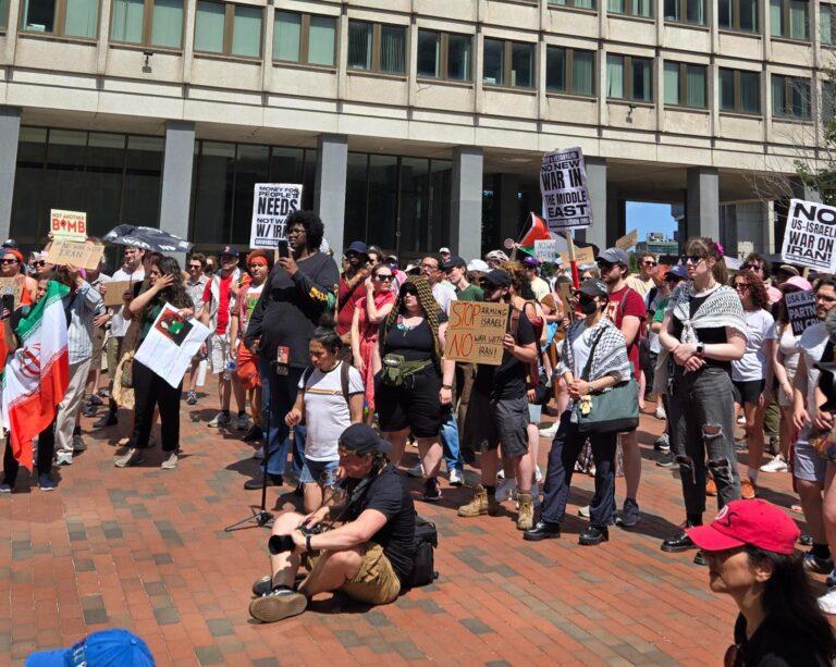 Rally in Boston against Trump's strikes on Iran.