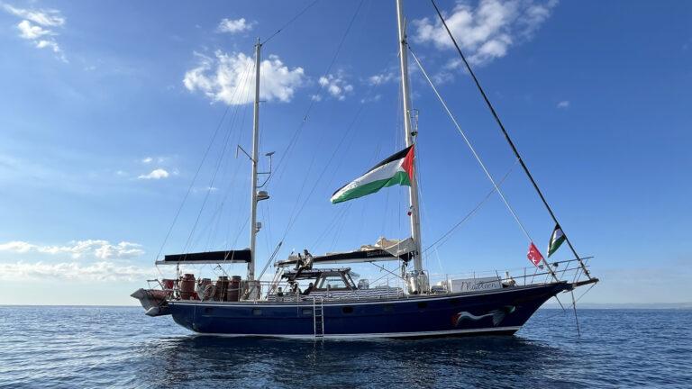 The Madleen sailing through the Mediterranean