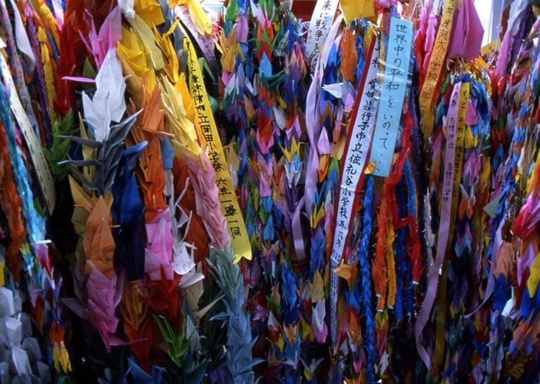 Paper cranes in the Peace Memorial Park, Hiroshima.