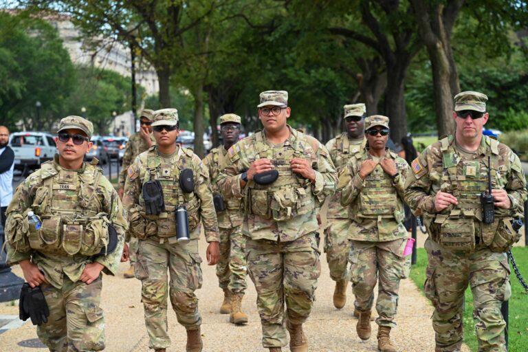 U.S. Army Soldiers patrol the National Mall, Washington, D.C., Aug. 15, 2025. (U.S. Army National Guard photo by Staff Sgt. Amber Peck)