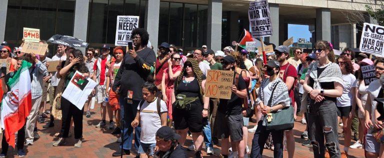 Boston rallies against Trump's military strikes on Iran, June 22, 2025. Photo Credit: Lauren Shear