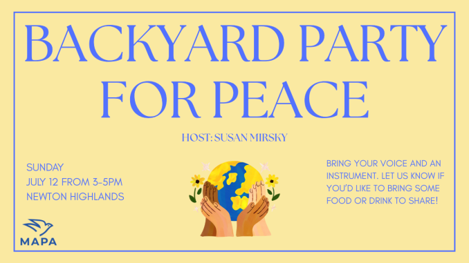 Backyard Party for Peace - Newton Highlands