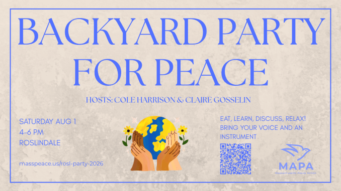 Back Yard Party for Peace - Roslindale