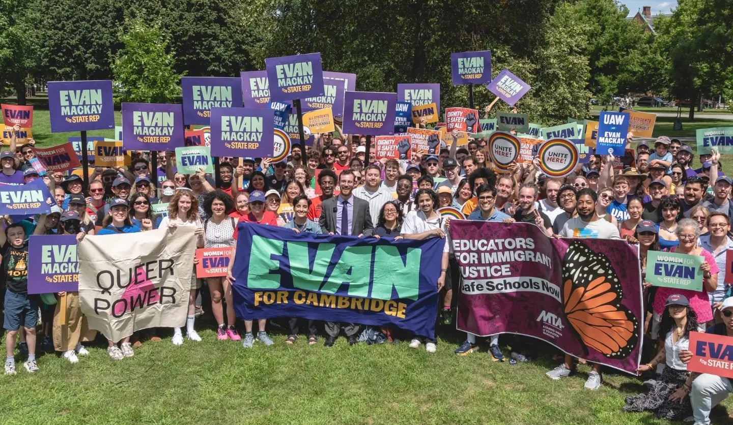Evan Mackay supporters canvass, Aug 16, 2026: Photo: Mackay for Cambridge